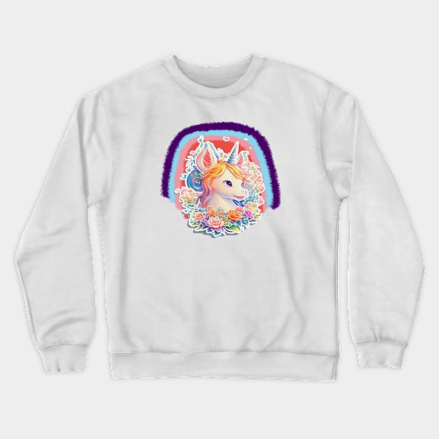 floral unicorn Crewneck Sweatshirt by mohamed705